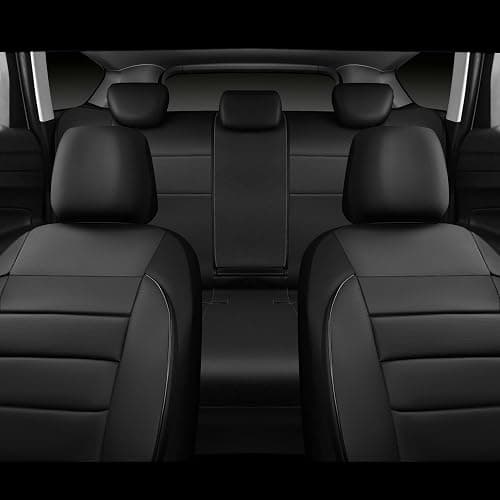 CAR PASS Leather Seat Covers Full Set Universal Water Resistant 3D Foam Back Support, Luxury Comfort Automotive 5 Seat Covers All Season Fit for SUV,Sedan,Van, Airbag Compatible Elegance(Pure Black) thumbnail 5