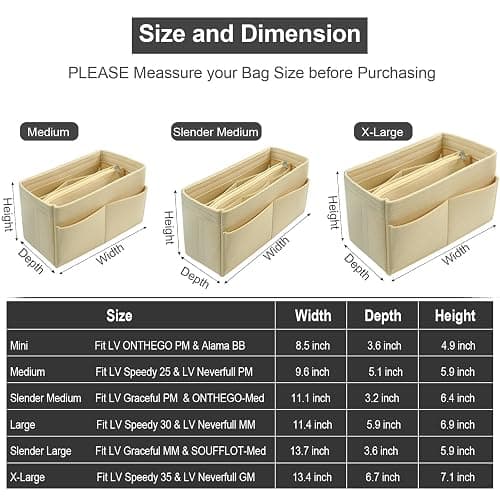 OMYSTYLE Purse Organizer Insert, Felt Tote Bag Organizer Insert with 5 Sizes, Handbag Dividers for Inside Purse, Compatible with Longchamp, Neverful, Speedy and More thumbnail 6