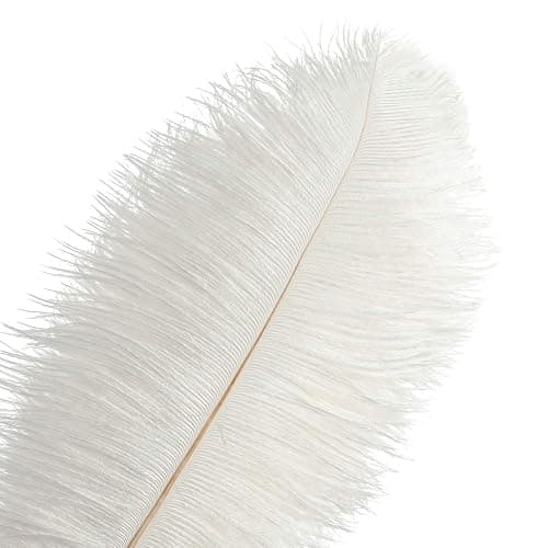 Piokio 10 pcs White Ostrich Feathers 14-16 inch(35-40 cm) Bulk for Wedding Party Centerpieces, Gatsby Decorations - Image 1