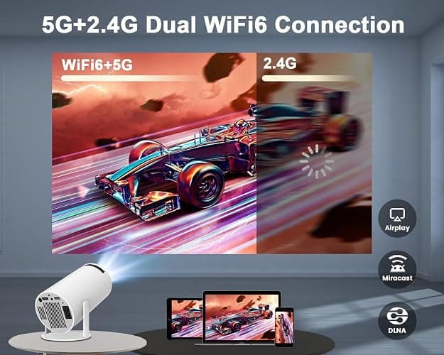 Mini Beamer 4K Unterstützt Android 11, Smart Projector 5G WiFi 6 BT 5.0, Mini Projektor Full HD 1080P Unterstützt 200ANSI 8000L Auto Horizontal Trapezoid Correction (weiß) thumbnail 4