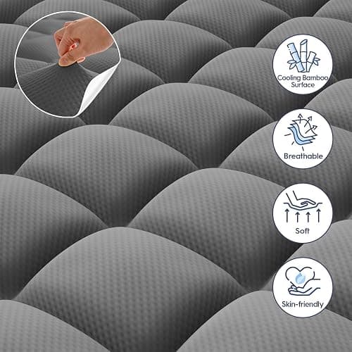 ELEMUSE 3 Inch Queen Dual Layer Memory Foam Mattress Topper with Pillowtop | 2 Inch Cooling Gel Foam,1 Inch Soft Pillowtop Pad, Pressure Relief Bed Topper, Comfortable Support thumbnail 4
