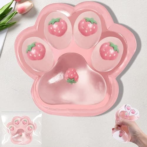 Giant Taba Squishy Paw Toys, Cute Cat Paw Squishy, Fufu Squishy Fidget Toys for Kids and Adults, Super Soft Big Strawberry Cat Paw Squeeze Toys for Stress Relief, Holiday Party Birthday Gifts - Image 1