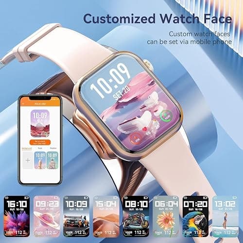 Hwagol Smart Watch (Answer/Make Call) 1.85inch Fitness Tracker, DIY Dials/Pedometer/Calories/Multiple Sport Modes/Voice Assistant, Smart Watches for Men Women Android iOS Phones - pink thumbnail 2