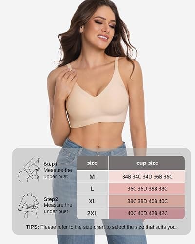 Vinfact 3 Pack Womens Wireless No Underwire Comfort Soft Bras Pullover Jelly Support Seamless Sleep Tshirt Everyday Bralette thumbnail 7