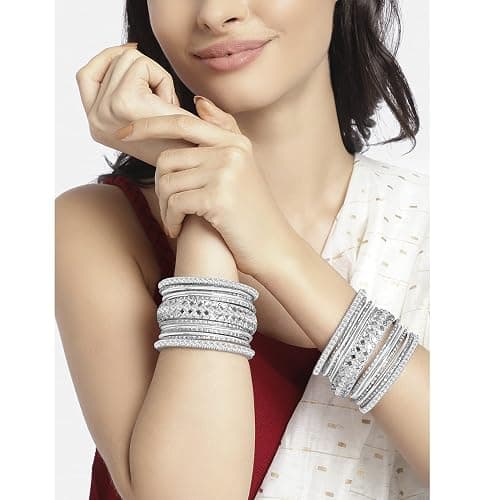 Aheli Ethnic Colorful Metal Bangles Chudha Set Stone Studded Bangle Set Indian Wedding Wear Fashion Jewelry Gift for Women thumbnail 7