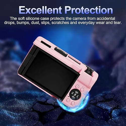 EASY HOOD V1 Case, Silicone Camera Cover with Removable Lens Cover, Soft Protector Lightweight Carrying Body Skin for Canon PowerShot V1 Digital Camera - Pink thumbnail 4