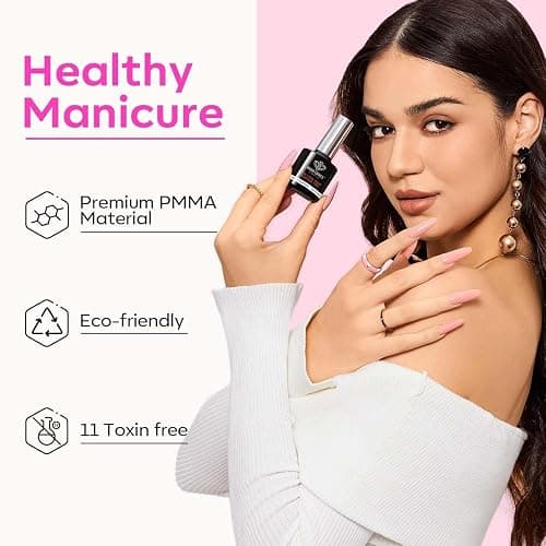 modelones Gel Nail Kit, Fake Nails Long Coffin, 9-in-One Glue Prep Dehydrator & Portable Mini U V Light Acrylic Clipper, 500Pcs Coffin Tips for Extension Kit DIY Salon Home Gifts for Women thumbnail 8