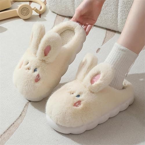 WYIKE Women's Warm Plush Bunny Animals Slippers Adult Cotton Men's Indoor non-slip Home Thick Bottom Slippers for Winter thumbnail 2