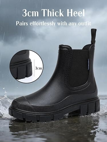 lefunnix Womens Rain Boots, Waterproof Short Ankle Rainboots Arch Support Chelsea Boots Non-Slip Rubber Shoes for Outdoor Work Garden Rain thumbnail 7