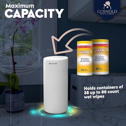Extra Large Refillable Disinfecting Wet Wipes Dispenser (White) | Fits Clorox, Lysol, Bleach, Sanitizing Wipes | Durable Reusable Wipes Holder for Kitchen, Bathroom, Office | Gosnold Home & Garden - White thumbnail 2