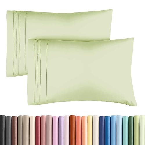 Queen Pillow Cases Set of 2 - Ultra Soft Hotel Quality Pillowcase Covers - Comfy, Cozy & Wrinkle Free - Shrinkage & Fade Resistant - Machine Washable Pillow Protectors - 2 Piece Set - Light Sage Green - Image 1