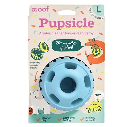 WOOF Party Pupsicle - Long-Lasting Interactive Dog Toys for Boredom - Low-Mess Design - Birthday Gifts for Dogs - Large Dog Toys - Buddy Blue - Image 1