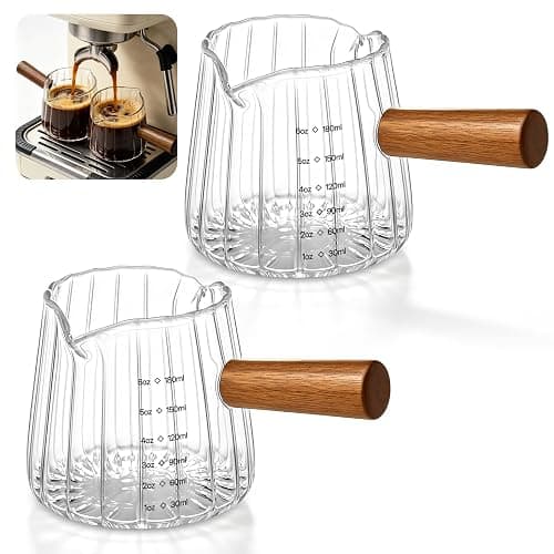 6 OZ Espresso Cups, Espresso Accessories, Espresso Shot Cups, 2 PCS | Double Spout Glass Measuring Cup, Coffee Bar Accessories, Double Espresso Cups for Coffee, Milk, Tea, Coffee Gifts for Women - Image 1