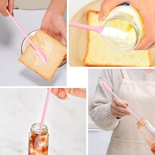 DUFEIMOY 5 Piece Pink Silicone Spatula Set, Heat Resistant Rubber Spatulas Set, Silicone Kitchen Utensils Set Dishwasher Safe for Nonstick Cookware Baking Cooking thumbnail 5