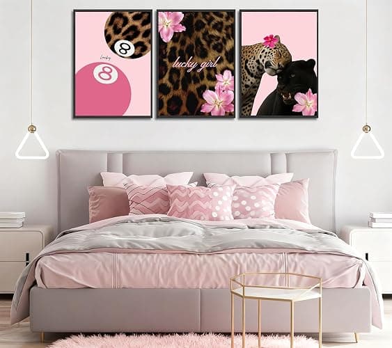 6Pcs Trendy Pink Leopard Canvas Wall art Preppy Y2K Posters Print Artwork Fashion Cheetah Flowers Painting Pictures Wall Decor for Girls' Room Dormitory Apartment Home Decoration 8x10in Unframed thumbnail 4