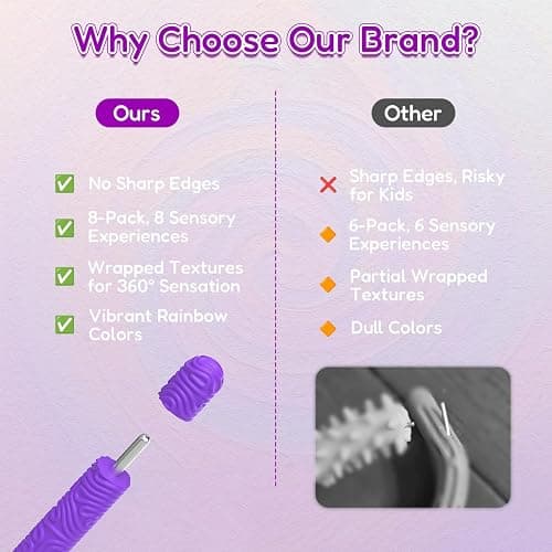 Sensory Sticks Fidget Toy for Kids Adult,8Pcs Bendable Textured Flexible Fidget Stick for Anxiety Autistic ADHD,Calm Down Travel Essentials Toys, Quiet Fidgets for Classroom Must Have thumbnail 3