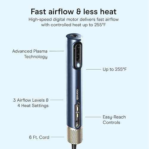 Conair DigitalAire Air Styling System, 4-in-1, Ionic Technology, Dark Blue | Multi-styler tool with 4 attachments, straightener, diffuser, volumizing brush, detangler, maximum temperature of 255°F thumbnail 4