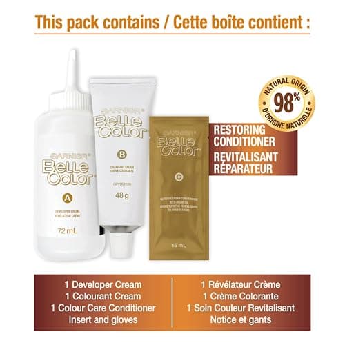 Garnier Belle Color Permanent Hair Dye, 48 Mocha Brown, 100% Grey Coverage, Enriched with Argan Oil and Wheat Germ Oils - 1 Application, Packaging may vary thumbnail 9