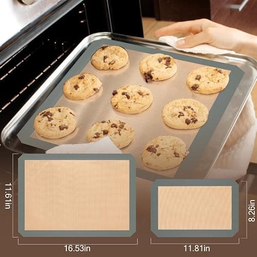 Silicone Baking Mat, 3 Pack Reusable Baking Mat, Non-Stick, Food Safe Silicone Mats for Baking, Oven Baking Sheet for Making Cookies, Macaroons, Bread thumbnail 2