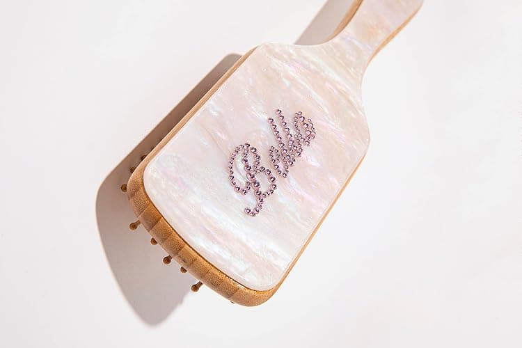 Custom Rhinestone Name Hair Brush Personalized gifts Natural Wooden Bamboo Brush (Wet/Curly/Thick/Dry & Damaged Hair) - Women & Men Hair Styling Tool Jewelry Gifts thumbnail 4