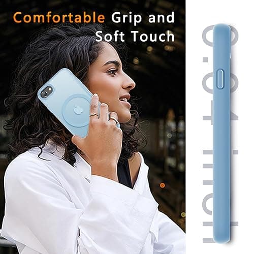 LATVIN for iPhone SE Case 2022(3rd)/2020(2nd), iPhone 8/7 Case, Magnetic Phone Cover with 1 Screen Protector, Compatible with MagSafe, Military Grade Protection, Translucent Matte Back, Light Blue thumbnail 7