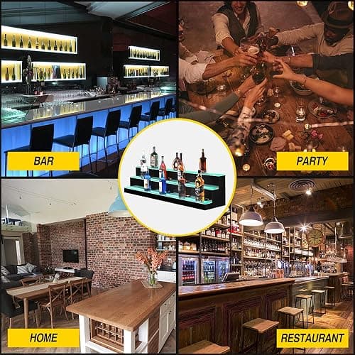 MESAlLUP Acrylic 60 Inch 3 Tier Detachable LED Lighted Liquor Bottle Display Shelf with Remote Control, Mulit Colorl Lighting Shelves for Home Mini Bar Restaurants & Party Use(Without Power Bank) - 20 Colors - 3 Step 60 Inches thumbnail 6