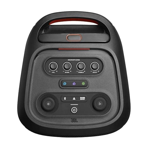 JBL Partybox Stage 320, Enceinte portable de soirée, roulettes et poignée télescopique intégrés, son JBL Pro, jeu de lumières, 18 heures d'autonomie, résistante aux éclaboussures IPX4, en noir thumbnail 5