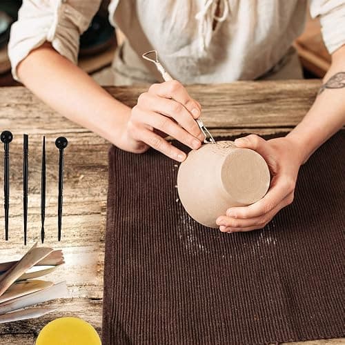 Pottery Clay Sculpting Tools for Polymer, Yagugu 19Pcs Basic Wood Ceramics Carving Tool Supplies kit Accessories for Kids, Adults and Artists Modeling Shaping Building for Art&Craft thumbnail 6