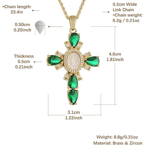 HZMAN Gold Cross Necklace for Women 18K Gold Plated Necklace Dainty Virgin Mary Cubic Zirconia Necklace Pendant Jewelry Gift thumbnail 6