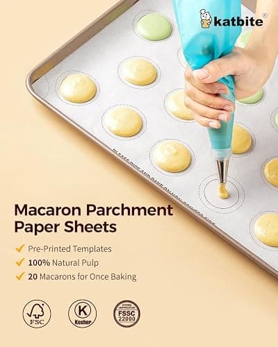Katbite 100 Macaron Parchment Sheets Template Baking, Cookie Parchment, Printed Circle Baking Stencil for Macaron Cookie, 12x16 In, Non-Stick & Heavy Duty, Pre-cut Paper for Chicken Pizza French Fry thumbnail 4