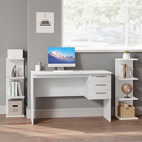 WOLTU Regal, Standregal mit 7 Ebenen, Wandregal weiß, Bücherregal Küchenregal schmal, freistehend wandmontiert, für Küche Wohnzimmer Schlafzimmer, aus Holzwerkstoff, RGB46ws thumbnail 7