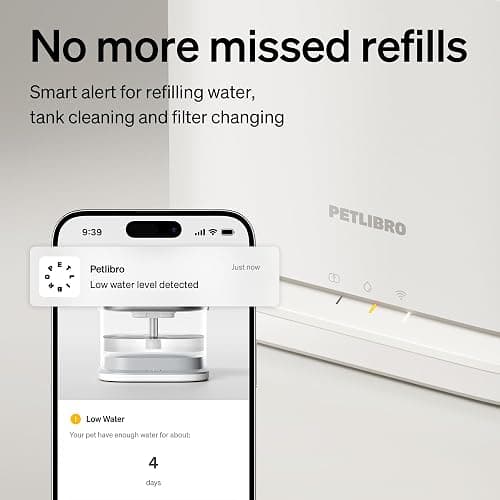 PETLIBRO Upgrade Cat Water Fountain, Dockstream 2 Smart App Monitoring Pet Water Fountain for Cats Indoor, 3L/101oz Cat Fountain Stainless Steel Tray for Drinking, 5G WiFi Auto Cat Water Dispenser Dog thumbnail 5