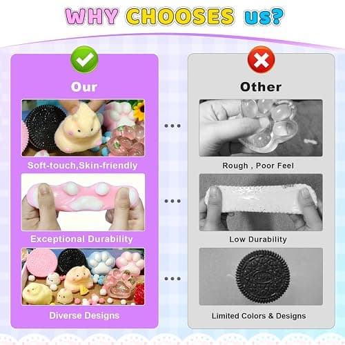 PSBMAC 22PCS Squishy Toys Set, Adorable Fidget Toys Kit for Kids & Adults | Soft TPR Squeeze Toys, Squishies Ideal for Anxiety Stress Relief, Party Favors Classroom Birthday Gifts for Boys & Girls thumbnail 5