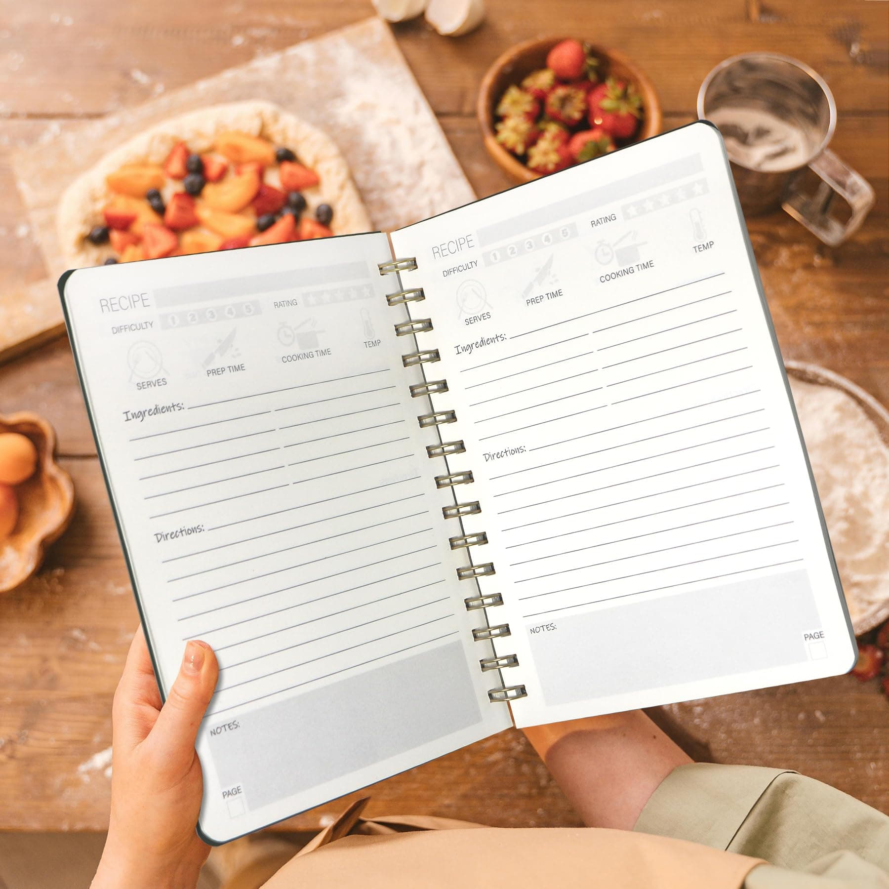 Livro de receitas em branco perfeito para escrever em suas próprias receitas, livro de receitas pessoal em branco de capa dura, caderno de receitas, contém 144 receitas exclusivas de fórmula - Verde oliva thumbnail 5