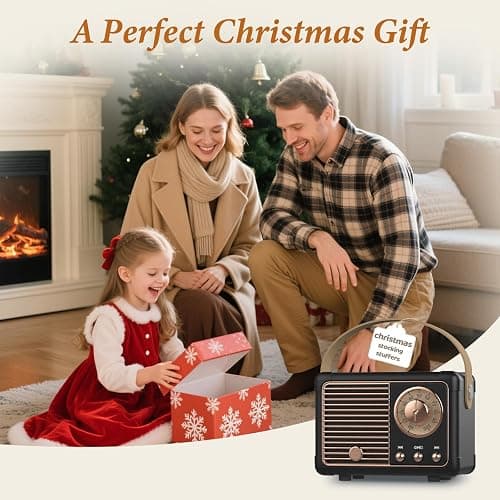 PRUNUS J-999 Retro Bluetooth Speaker,Vintage Decor,Mini Wireless Speaker | Cute Old Fashion Style Support USB/TF Card/AUX for Kitchen Desk Bedroom Office Party Outdoor(Black) thumbnail 2
