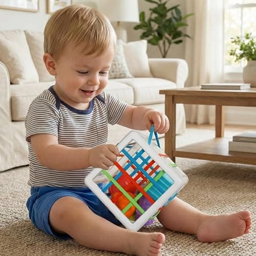 Aprilwolf Montessori Toys for 1 Year Old, Cube & 6 Sensory Shape Blocks, Baby Toys 12-18 Months, Developmental Infant Birthday Gifts for Learning Toddler Age 1 2 3 thumbnail 5
