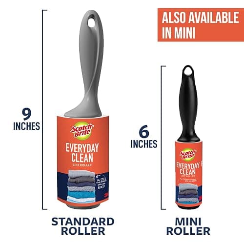 Scotch-Brite Everyday Clean Lint Roller, White, Manual Operation, 3 Pack, Lint Remover for Pet Hair, Dark Clothes, Furniture, and Dusty Surfaces, 300 Adhesive Sheets Total thumbnail 2