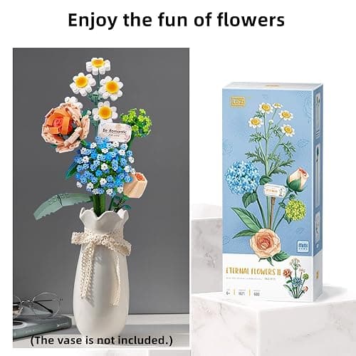 ZIYOSTAR Mini Bricks Flower Bouquet Building Sets, Artificial Flowers, DIY Unique Decoration Home, 680 Pieces Botanical Collection for Ages 6-12 Year Old Girl for Gift… - Starry sky thumbnail 3