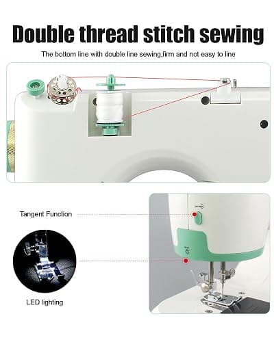 Sewing Machine With 16 Stitches, Mini Electric Sewing Machine,Upgraded Silent Motor, Single/Double-Needle, Multifunctional Sewing Machine,Reverse Stitch, Adjustable Speed compact Size for Beginners thumbnail 3