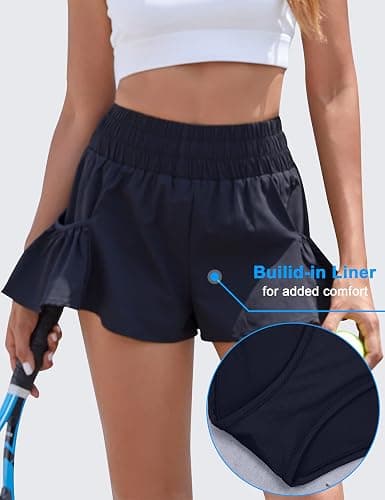 BMJL Womens High Waisted Shorts Athletic Running Shorts Workout Gym Quick Dry Flowy Shorts with Pockets thumbnail 4