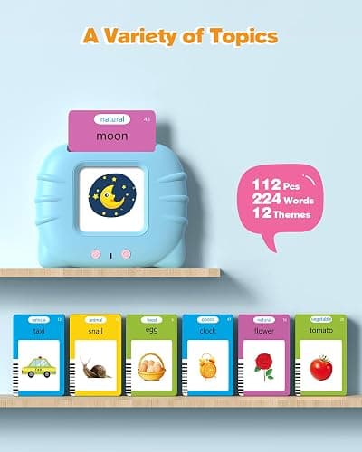 Airbition Talking Flash Cards for Toddlers 1 2 3 4 Year Olds, Montessori Language Learning with 224 Words, Pocket Speech Therapy and Autism Playthings, Children's Sensory Educational Device thumbnail 2