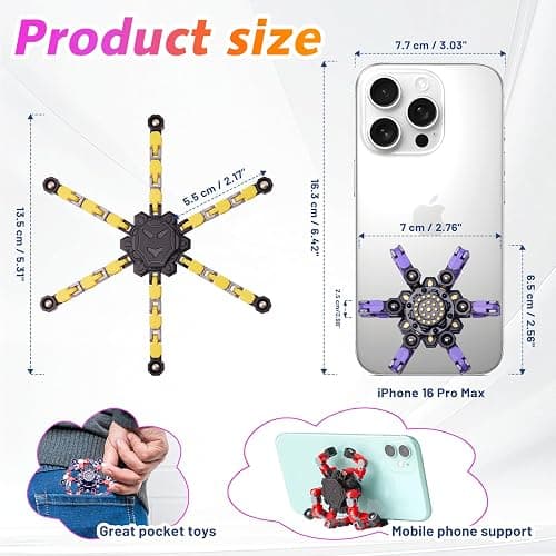 Transformable Fidget Spinners Toys 4 Pcs for Kids and Adults Stress Relief Sensory Toys for Boys and Girls Fingertip Gyros for Party Favors Chrismas Stocking Stuffers Bulk for Teens thumbnail 3