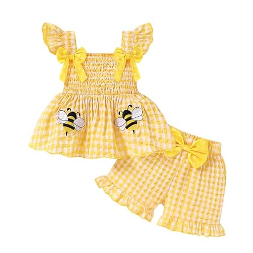 YOUNGER TREE Toddler Girl Clothes Baby Girls Ruffle Sleeveless Bowknot Dress Tops Shorts Set Cute Summer Kids Outfits - Image 1