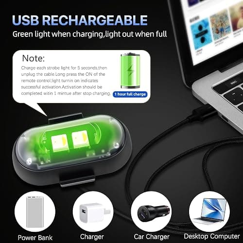 6PCS Wireless LED Lights for Car with Remote Control, High Brightness Wireless LED Strobe Light 8 Colors USB Charge IP65 Waterproof Anti-Collision for Car Motorcycle Aircraft Bike (6) thumbnail 6