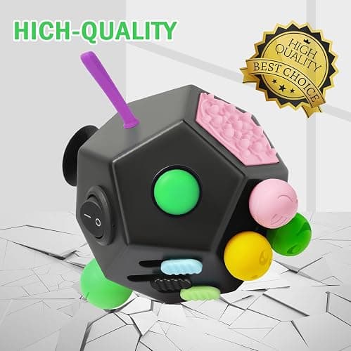 VCOSTORE Fidget Cube for Kids Adults, Fidget Toys for Anxiety, Cube Fidgets Toy Anti Stress Autism OCD ADHD, 12 Sided Sensory Toys for Adult Girls Boys Teens thumbnail 3