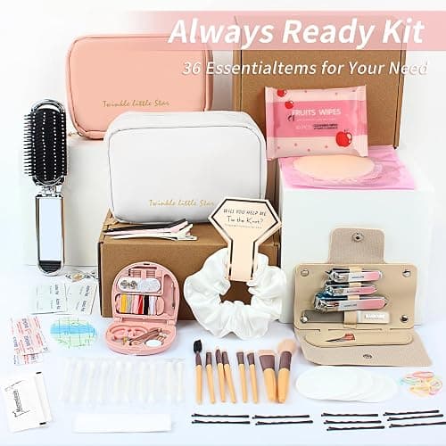 Women's Emergency Kit for Weddings - Survival Set With Makeup Bag, 36 Pc Essential Items for Brides Daily - white thumbnail 2