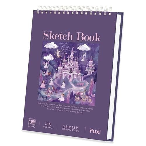 Purple Sketch Book for Women - 9"x12" Girls Sketchbook, 100 Sheets (73lb/120gsm) Drawing Paper for Kids, Art Supplies for Girls Ages 8-12, Beginners, and Adults, Mothers Day Gifts,1-Pack. - Image 1