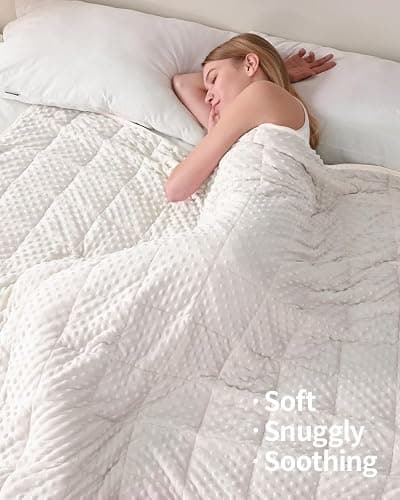 Mr. Sandman Weighted Blanket for Adults, Heavy Blanket for Woman,Man Sleeping/Calm, Soft and Cozy Weighted Throw Blankets, Machine Washable, 60 x 80in, 15 lbs, White thumbnail 8