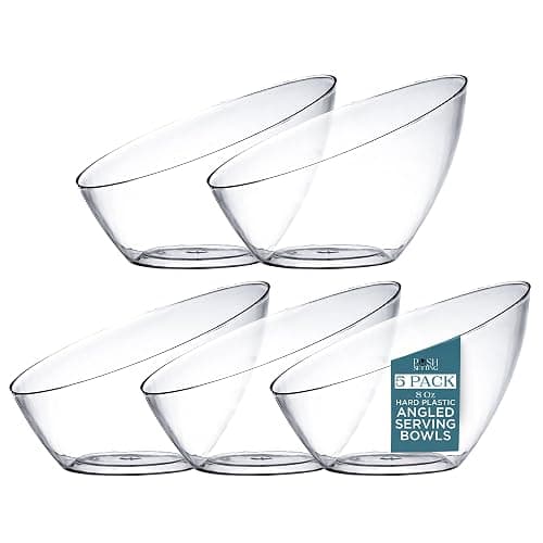 Posh Setting Clear Serving Bowls Small Hard Plastic Candy Bowl for Weddings, Buffet, Offices, Disposable Small Angled Bowls for Party's, Salads, Snacks and Fruit Bowl 5 Pack - Image 1