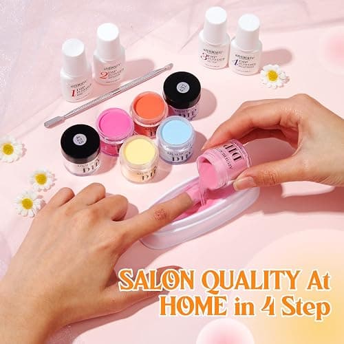 AZUREBEAUTY 31Pcs Dip Powder Nail Kit Starter 20 Colors Pastel Spring Summer Pink Acrylic Dipping Powder Set with Top/Base Coat Activator & Recycling Tray for Macaron French Manicure Salon thumbnail 6